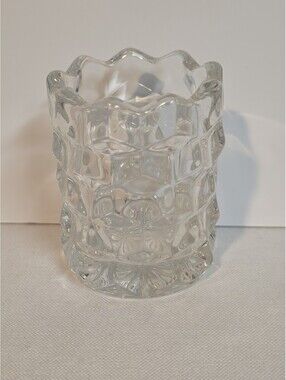 Vintage Fostoria American Glass Toothpick Holder Cube Design